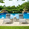 thumbnail image 1 of Pool Lounge Chairs Set of 3, Adjustable Aluminum Outdoor Chaise Lounge Chairs with Metal Side Table, All Weather for Deck Lawn Poolside Backyard (Grey, 2 Lounge Chairs&1 Tbale) 09828, 1 of 6