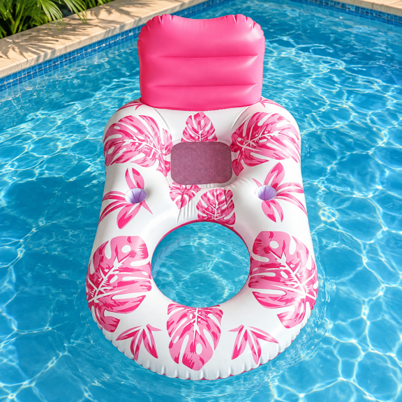Pool Lounge Float - Pool Float Lounge Raft Floaties Water Floating Recliner Chair with Cup Holders Footrest Swimming Floats