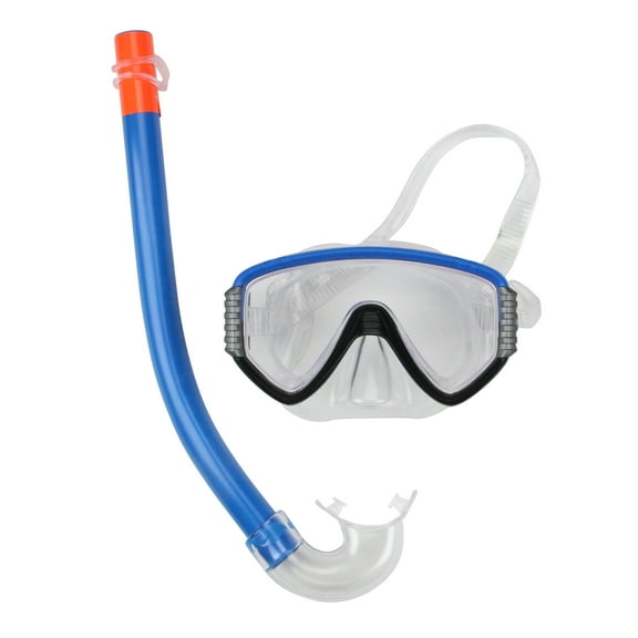 Pool Master 2pc Monaco Junior Sport Swim Mask and Snorkel Set - Small/Medium - Blue