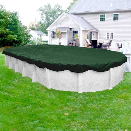 Pool Mate 10 Year Heavy-Duty Green Oval Winter Pool Cover, 18 x 24 ft. Pool