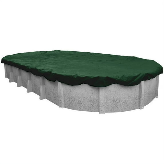 Pool Mate 10 Year Heavy-Duty Green Oval Winter Pool Cover, 18 x 33 ft. Pool