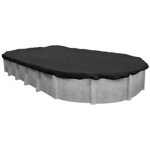 Pool Mate 10 Year Heavy-Duty Mesh Black Oval Winter Pool Cover, 18 x 33 ft. Pool