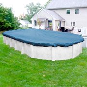 Pool Mate 10 Year Heavy-Duty Mesh Blue Oval Winter Pool Cover, 12 x 24 ft. Pool