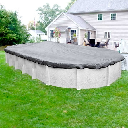 Pool Mate 10 Year Heavy-Duty Mesh Dove Gray Oval Winter Pool Cover, 15 x 21 ft. Pool