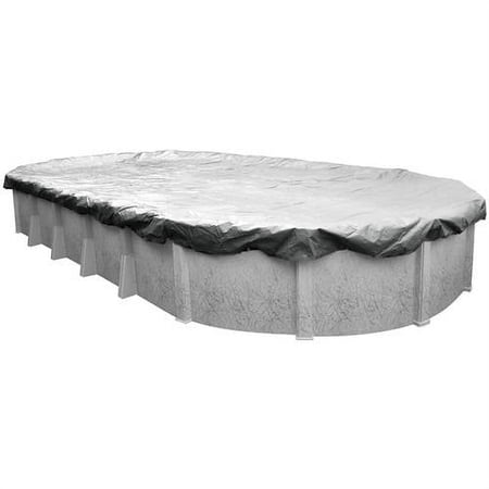 Pool Mate 10 Year Heavy-Duty Silver Oval Winter Pool Cover, 12 x 18 ft. Pool