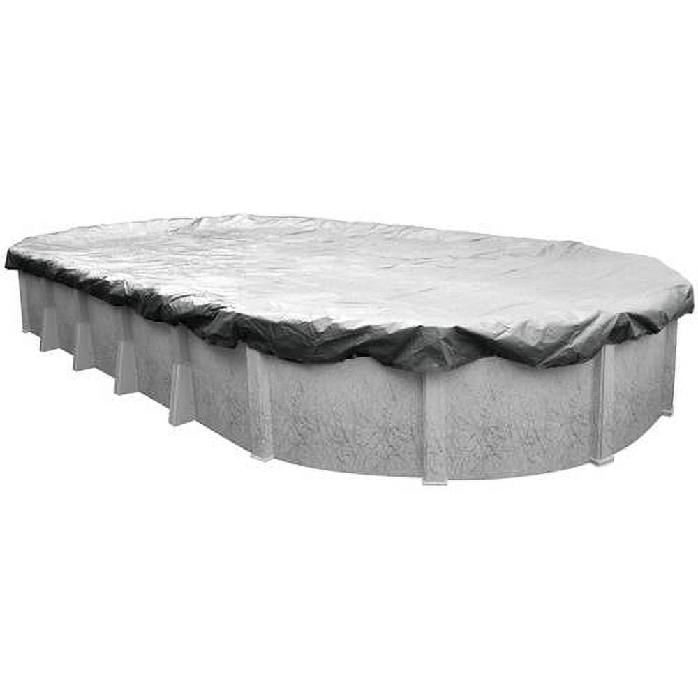 Pool Mate 10 Year Heavy-Duty Silver Oval Winter Pool Cover, 16 x 32 ft. Pool