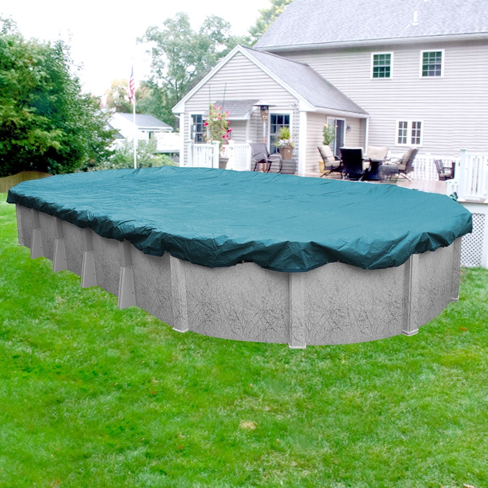 Pool Mate 12 Year Extra Heavy-Duty Teal Blue Oval Winter Pool Cover, 10 x 15 ft. Pool