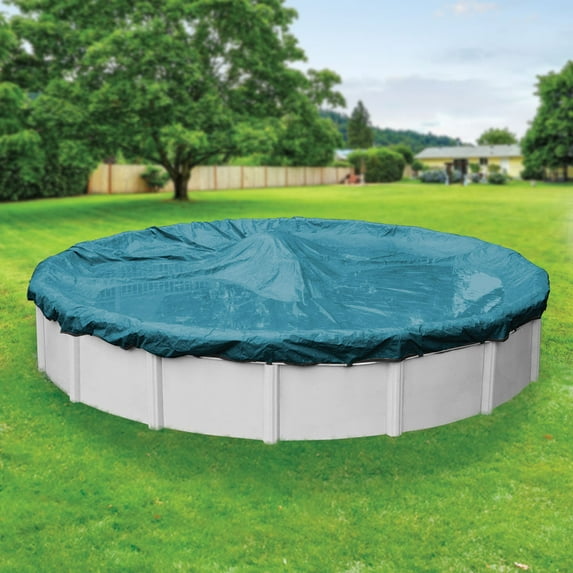Pool Mate 12 Year Extra Heavy-Duty Teal Blue Round Winter Pool Cover, 15 ft. Pool