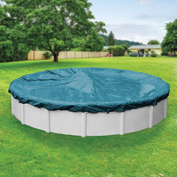 Pool Mate 12 Year Extra Heavy-Duty Teal Blue Round Winter Pool Cover, 24 ft. Pool