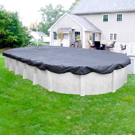 Pool Mate 15 Year Extra Heavy-Duty Slate Blue Oval Winter Pool Cover, 15 x 27 ft. Pool