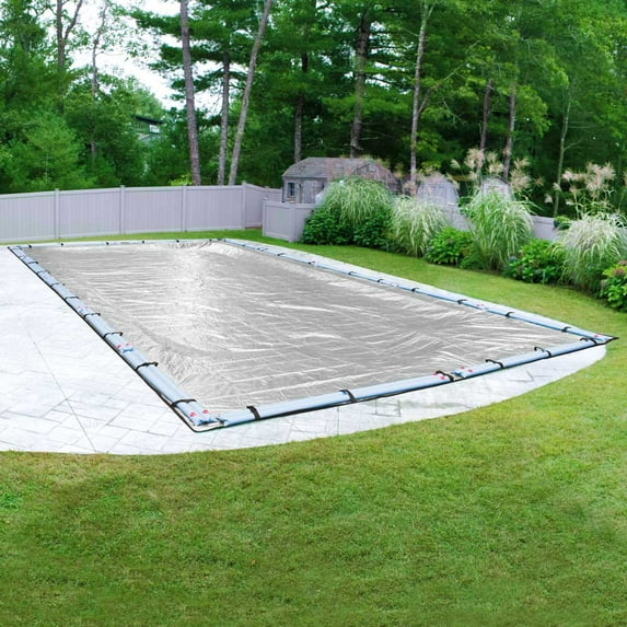 Pool Mate 15 Year Extra-Large Mesh Platinum Silver In-Ground Winter Pool Cover, 30 x 50 ft. Pool
