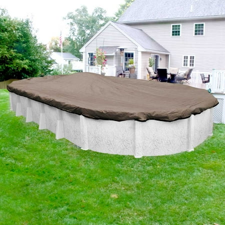 Pool Mate 15 Year Extra-Large Mesh Sandstone Oval Winter Pool Cover, 15 x 30 ft. Pool