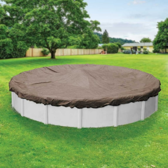 Pool Mate 15 Year Extra-Large Mesh Sandstone Round Winter Pool Cover, 33 ft. Pool