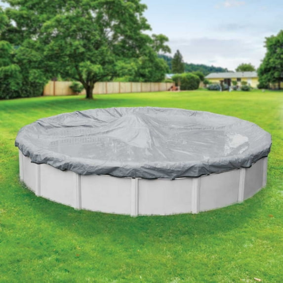 Pool Mate 20 Year Premium Dove Gray Round Winter Pool Cover, 15 ft. Pool