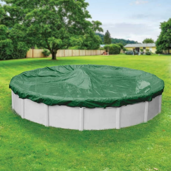 Pool Mate 20 Year Premium Meadow Green Round Winter Pool Cover, 28 ft. Pool