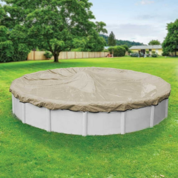 Pool Mate 20 Year Premium Tan Round Winter Pool Cover, 18 ft. Pool