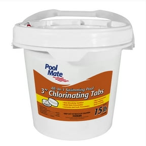 Pool Mate All-in-One 3" Chlorine Tabs Swimming Pool Sanitizing Chemical - 15 Lbs