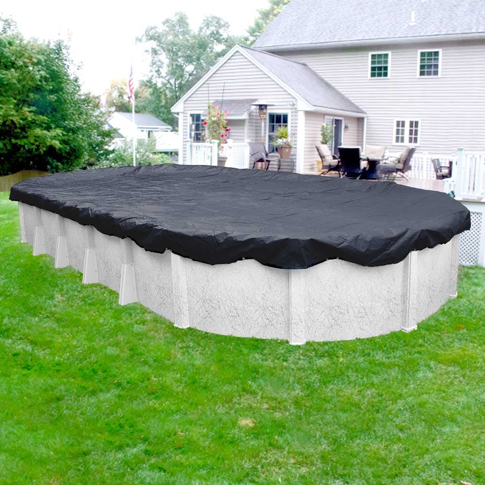 Pool Mate 8 Year Classic Navy Blue Oval Winter Pool Cover, 16 x 32 ft. Pool