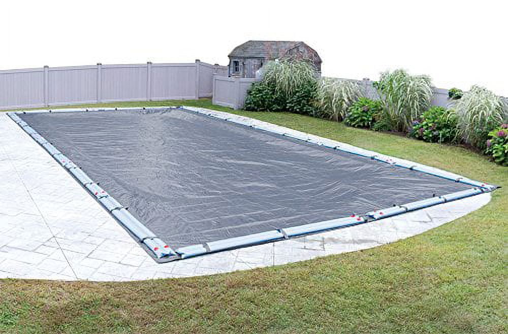Azure Blue Rectangular Winter Pool Cover with Vinyl Water Tube Closure