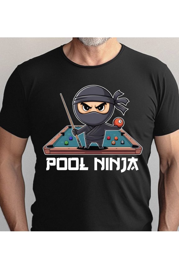 Pool Ninja Cute Pocket Billiards Lover Black T-Shirt S-5XL, Gildan 5000