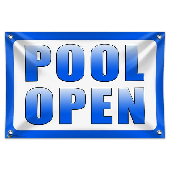 Pool Open 33" (84cm) x 22" (56cm) Mini Vinyl Flag Banner Wall Sign