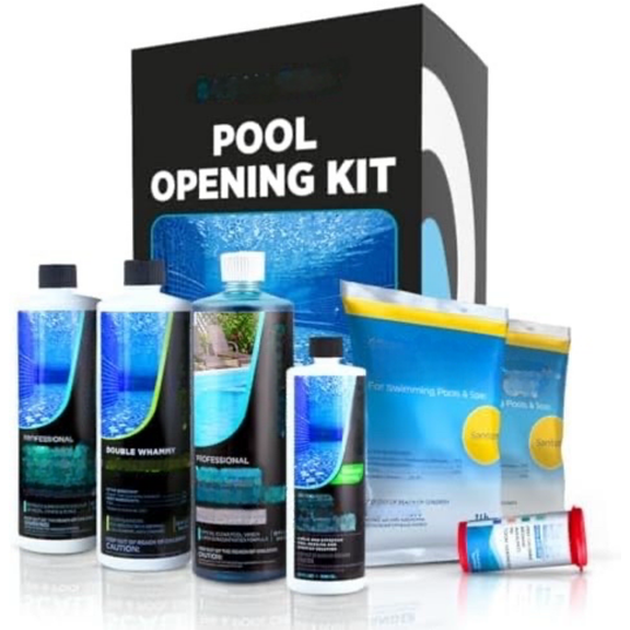 Pool Opening Kit - Pool Starter Kit for Inground Pool & Above Ground Pool Chemical Starter Kit to Open Your Pool - AquaDoc Pool Start Up Chemical Kit Designed for 15000 to 20000 Gallon Pool