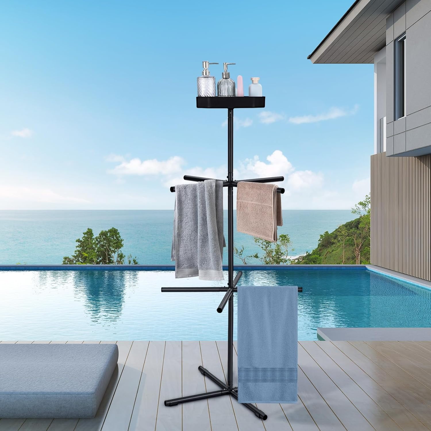 Pool Outdoor Towel Rack, 63.2 Inch Metal Heavy Duty Towel Stand for Hot ...