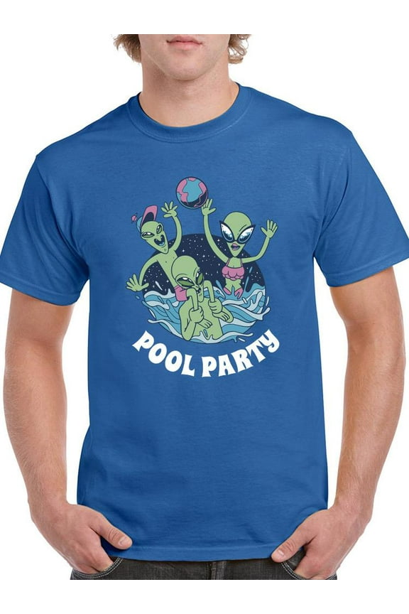 Pool Party Alien Family T-Shirt Men -Smartprints Designs, Male Large