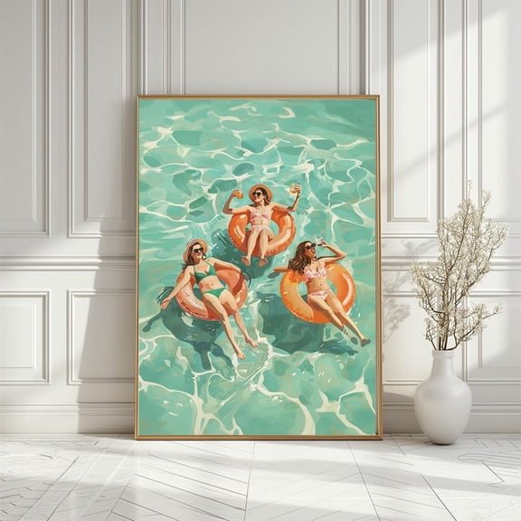 Pool Party Art Poster: Summer Vibes Coastal Decor, Size 24x36 UNFFRAMED F03.1.7l1816
