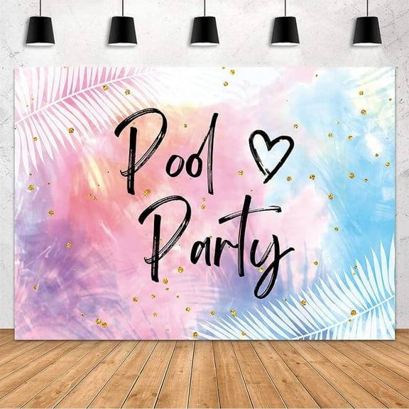 Pool Party Backdrop Girls Watercolor Summer Birthday Party Decorations Banner Splish Splash Pool Party Hawaiian Luau Tropical Summer Holiday Decor Supplies Photo Booth Props 7x5FT