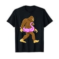 thumbnail image 1 of Pool Party Bigfoot Pink Float Flamingo Sasquatch Bird Lover T-Shirt, 1 of 5
