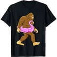 thumbnail image 1 of Pool Party Bigfoot Pink Float Flamingo Sasquatch Bird Lover T-Shirt, 1 of 5
