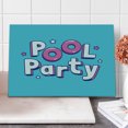 thumbnail image 1 of Pool Party Cutting Board, Cartoon Calligraphy Pool Party Text and Tiny Stars, Decorative Tempered Glass Cutting and Serving Board, in 3 Sizes, by Ambesonne, 1 of 2