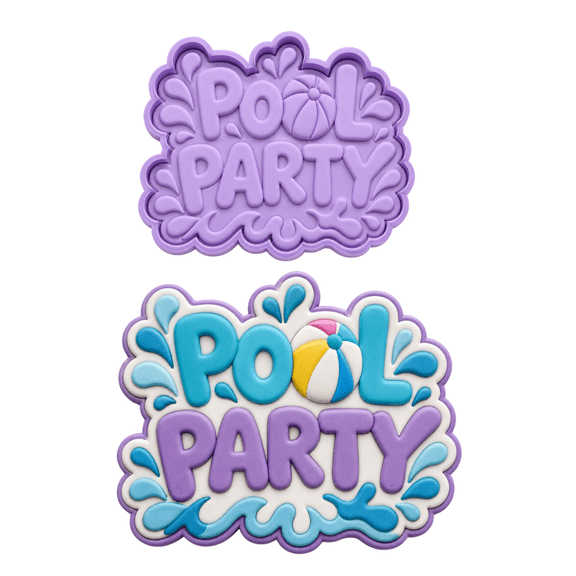 Pool Party Splash Plaque Cookie Cutter & Stamp 2 Piece Summer Poolside Embosser Set