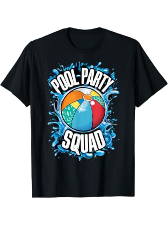 Pool Party Squad Vacation Water Ball Playing Crew T-Shirt