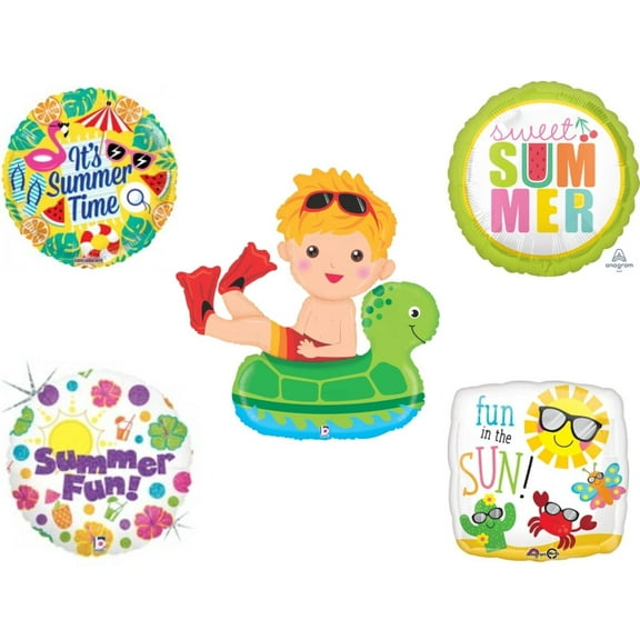 Pool Party Summer Swimming Birthday Balloons Decoration Supplies Fun Sun