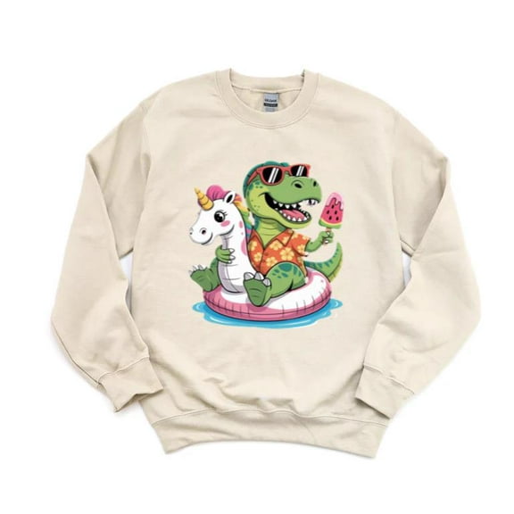 Pool Party T Rex Dinosaur Unicorn Float Summer Funny Dino Magic Cute Fun Sweatshirt, for men & women, up to size 5XL