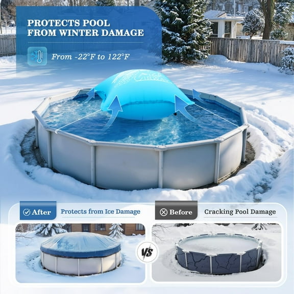 Pool Pillows for Above Ground Pools, 4 x 15ft Air Pillow for Winterizing Winter Pool Pillows Cover, 0.6mm Tear-Resistant PVC Closing Kit, Swimming Freeze Protector, 50ft Rope