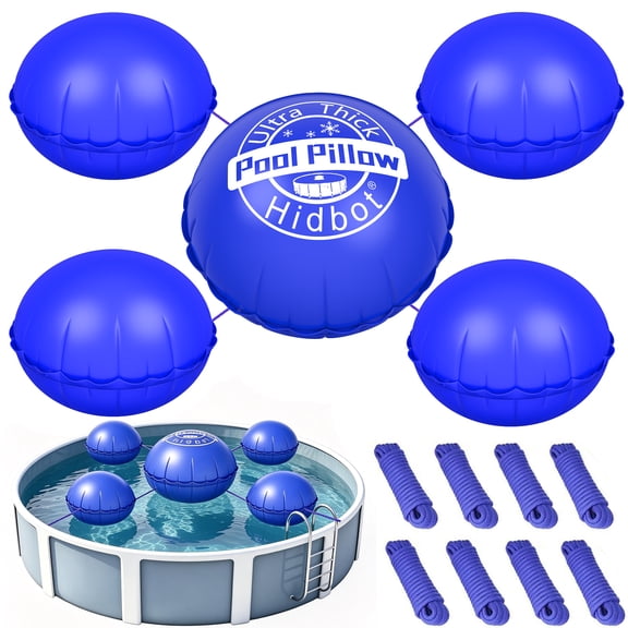 Pool Pillows for Above Ground Pools, 5 FT+4 Pcs 3 FT Cold-Resistant Pool Pillows for Winterizing, Thicked Winter Pool Air Pillow Pool Closing Kit Pool Balloon for Closing Pool