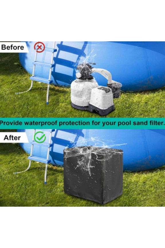 Pool Pump Cover,Pool Filter Covers For Outside Units,Generischs Waterproof Sand Filter System Cover Oxfords Tarpaulin Pool Pump Outdoor Protective Cover(1pc Black 25*22*20in)from ANMUYUM