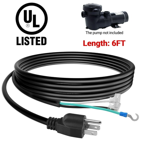 Pool Pump Power Cord 6 Feet Extension Electrical Plug Replacement for Hayward Pool Pump Power-Flo SP1500 Pump Series, Power-Flo II SP1700 Pump Series