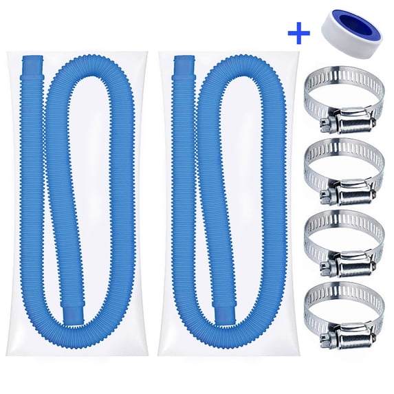 Pool Pump Replacement Hoses for Above Ground Pool, 1.25" Diameter Pool Hoses with PTFE Tape and 4 Metal Clamps, 39" Long Accessory Hoses for Filter Pumps, Sand Filters & Saltwater Systems, 2 Pack