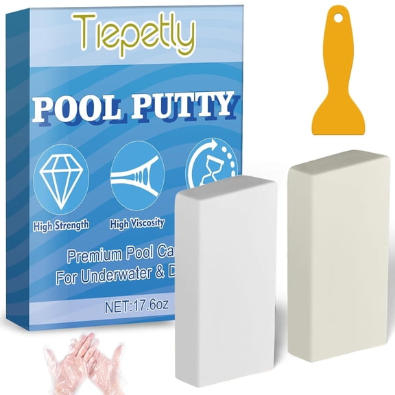 Pool Putty for leaks Underwater, 2 Part Epoxy Putty Set, Fix Leaks Cracks Underwater or Above, for Tile, Concrete, Fiberglass, Cement and Other Surfaces, 17.6oz