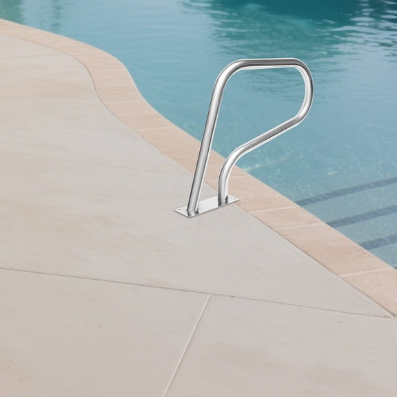 Pool Rail Pool Railing 304 Stainless Steel 264.55 LBS Load Capacity Silver Rustproof Pool Handrail Humanized Swimming Pool Handrail with Blue Grip Cover& Other Accessories