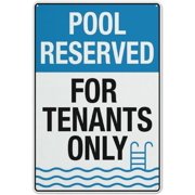 Pool Reserved for Tenants Only Metal Tin Sign 8x12 Inch Caution Plaque Signage Marker for Apartment Complex Hotel Community Club Swimming Pool Home Business Outdoor Indoor Wall Decor