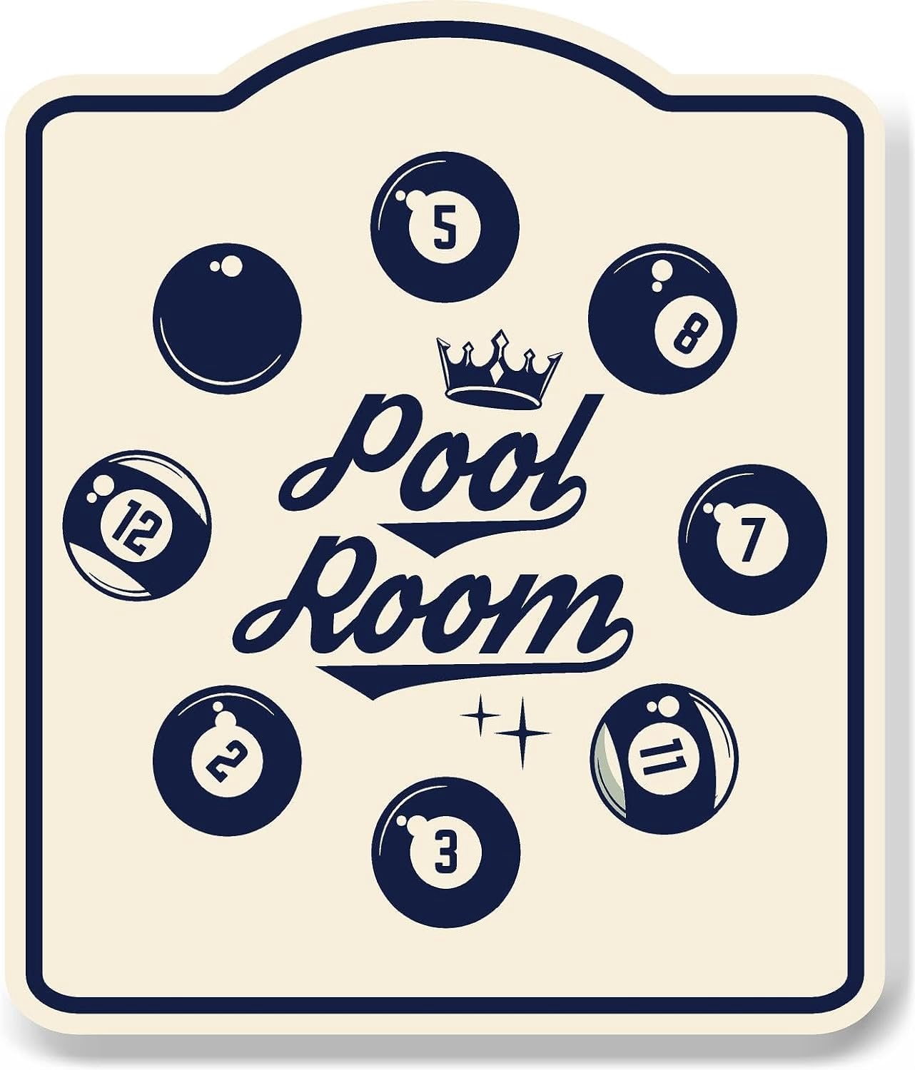 Pool Room Rec Billiard Game Club Tan Navy BLACK Aluminum Composite Sign ...