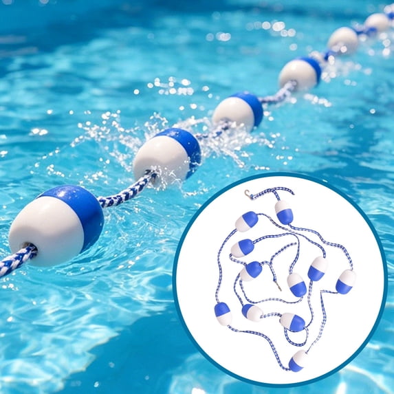 Pool Rope, Swimming Pool Safety Divider Rope Floating, Pool Rope Floats with 2 Hooks, Pools Lane Lines Buoy Ropes for Shallow and Deep End, Safety Pools Divider