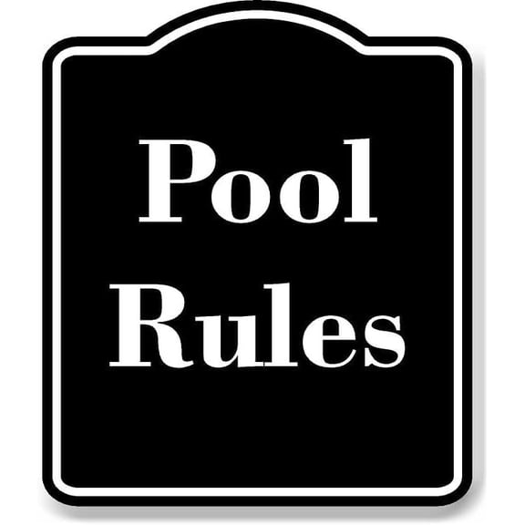 Pool Rules BLACK Aluminum Composite Sign 8.5''x10''