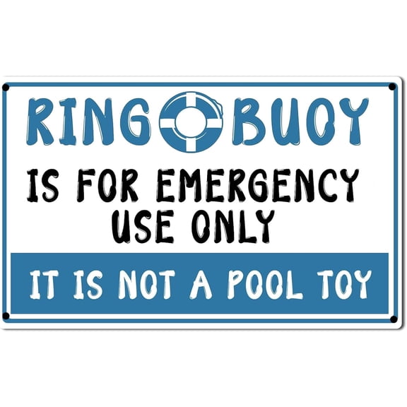 Pool Rules Funny Tin Signs,Ring Buoy is For Emergency Use Only It is Not a Pool Toy Antique Metal Sign for Home Kitchen Office Cafe Farm Yard Man Cave Decor 8x12 Inch