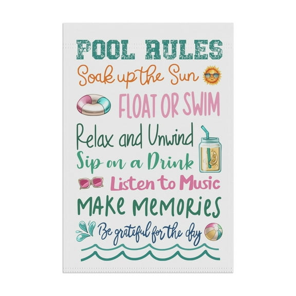 Pool Rules Garden & House Banner Flag, Swimming Pool Flag, Pool Sign